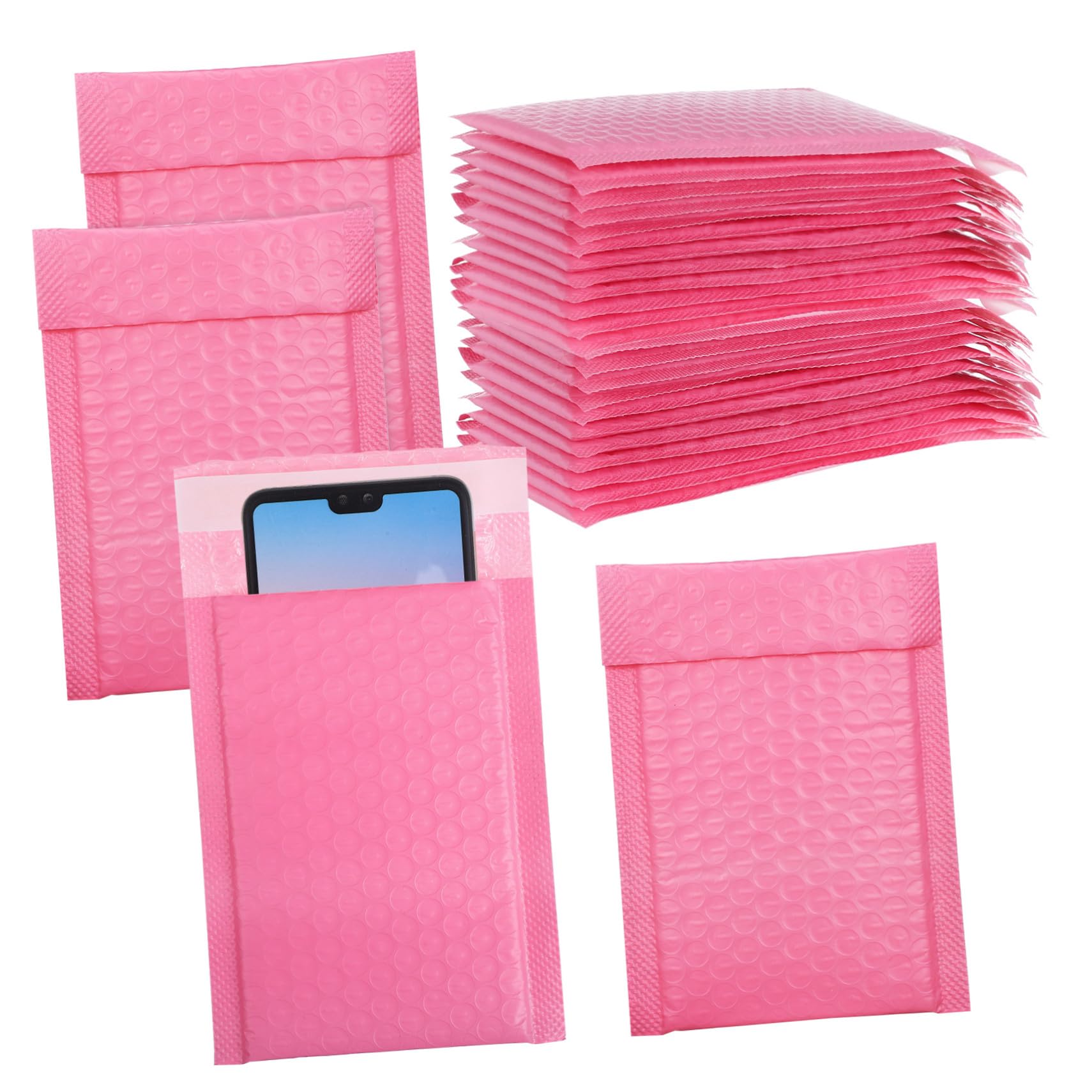 Pochette Bulle Envoie Colis Auto-adhésive, Enveloppes à Bulles en Plastique Rose, Protection Amortissante pour Cartes, Lot de 30 Pièces