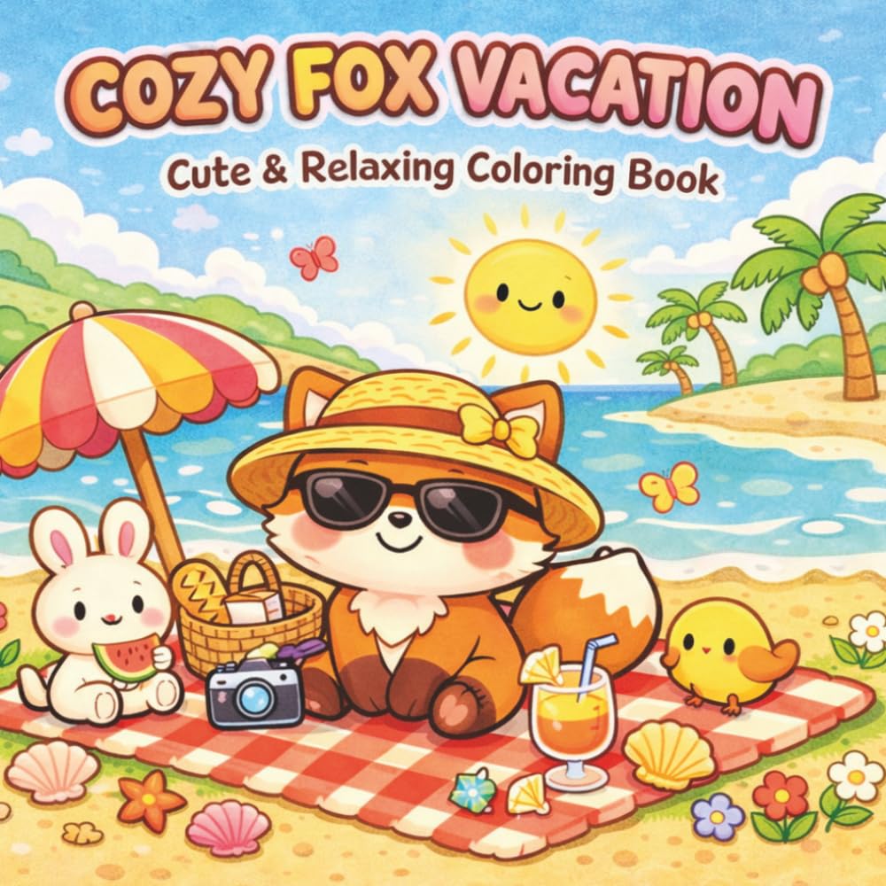 Cozy Fox Vacation: Cute & Relaxing Coloring Book for Kids Ages 3–8 (Cozy Fox Adventures Series)