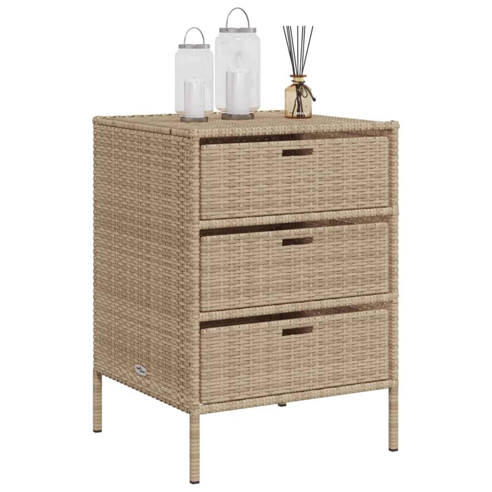 ZEYUAN Armario de almacenaje de jardín ratán PE Beige 55x59x80 cm, Armario Exterior Escobero, Mueble Exterior Almacenaje, Armario Exterior Jardin, Muebles Jardin Exterior - 365554