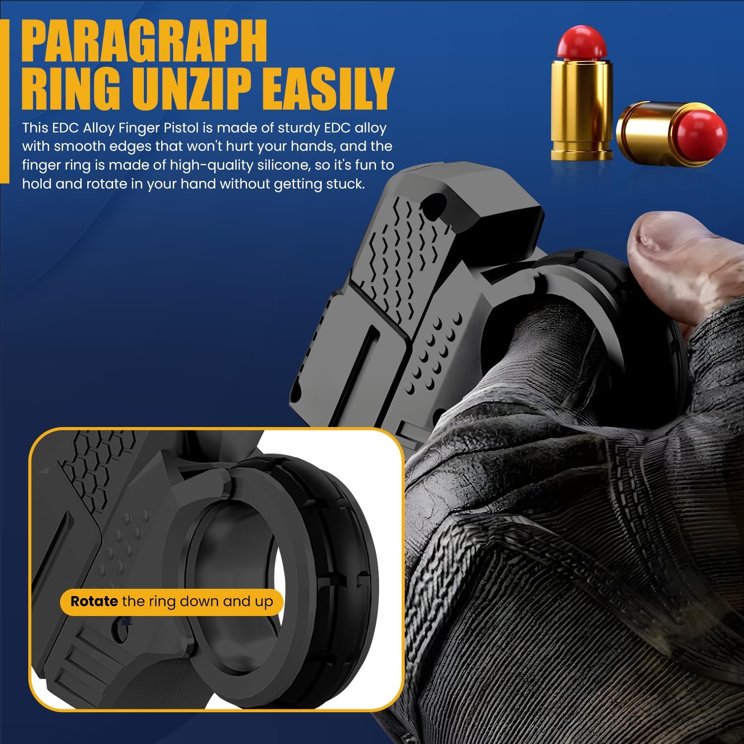 Fidget Gun for Adults and Kids, Stress Relief Gun Fidget Toy for ADHD, Anxiety & Focus, Portable EDC Alloy Steel Metal Fidget Toy with Shell Ejection for Fun, for Adults and Kids. - Image 5