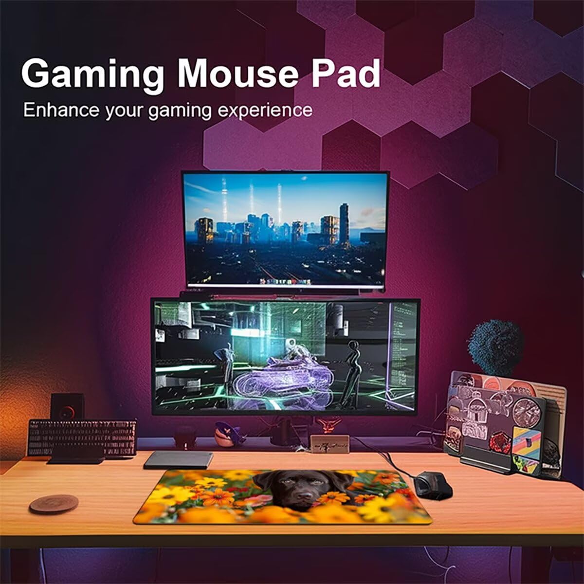 Tappetino per Mouse Gaming XXL 1200x600x3mm– Ufficio Mousepad Grande – Migliora la Velocità e la Precisione Tenuta Stabile Sottomano per Ufficio e Casa Accessori Scrivania Cane PjY12069 N-U