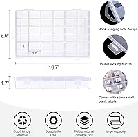 Vista 7 de Paquete de 2 cajas organizadoras de plástico transparente de 36 compartimentos con divisores ajustables, pequeños organizadores de manualidades