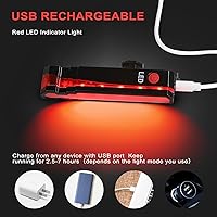 Vista 5 de Luz láser de bicicleta súper brillante recargable por USB, luz trasera y delantera para bicicleta, 5 LED, 6 modos, impermeable, luz de bicicleta