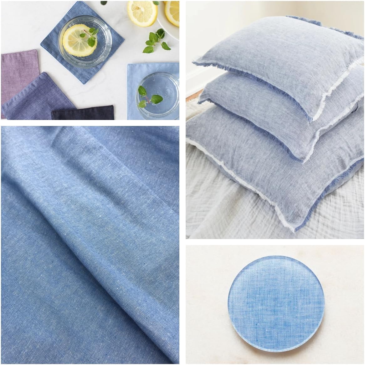 Light Blue Chambray 3.5oz 100% Cotton Fabric for Shirt Dress Home Decor Width 57 Inch (2 Yard pre Cut)