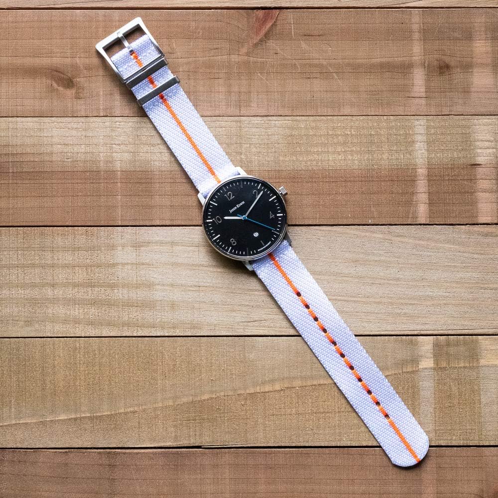 Clockwork Synergy - 2 Piece Slanted Ballistic Watch Band Watch Strap - White & Orange - 20mm for Men & Women