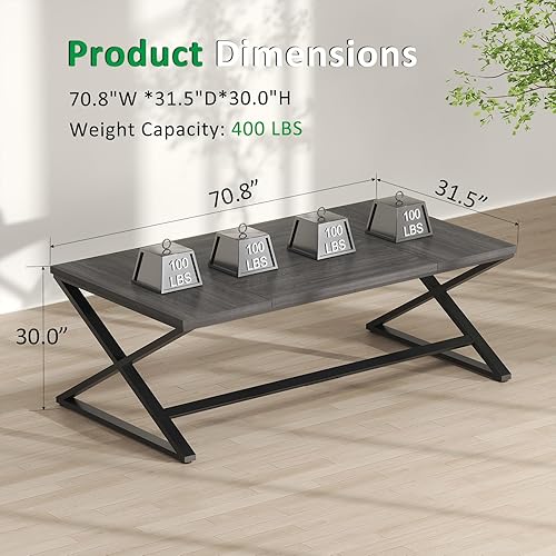 Miniatura 11 de IBF Escritorio grande para computadora negro, escritorio de escritura de 70.8 pulgadas de largo para oficina en casa, escritorio de estudio Roble