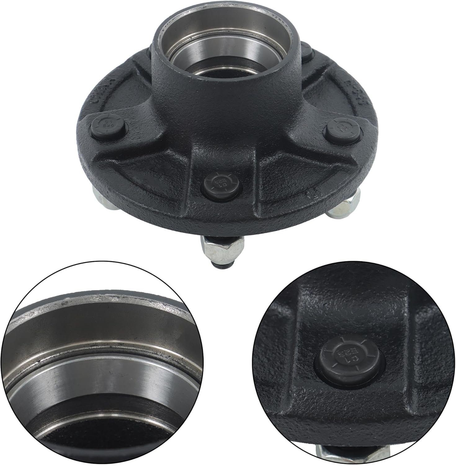 2 Sets Trailer Hub Kit 5-Lug 5 Inch for 3500Lb Trailer Axle #84 Spindle with Bearings Seals