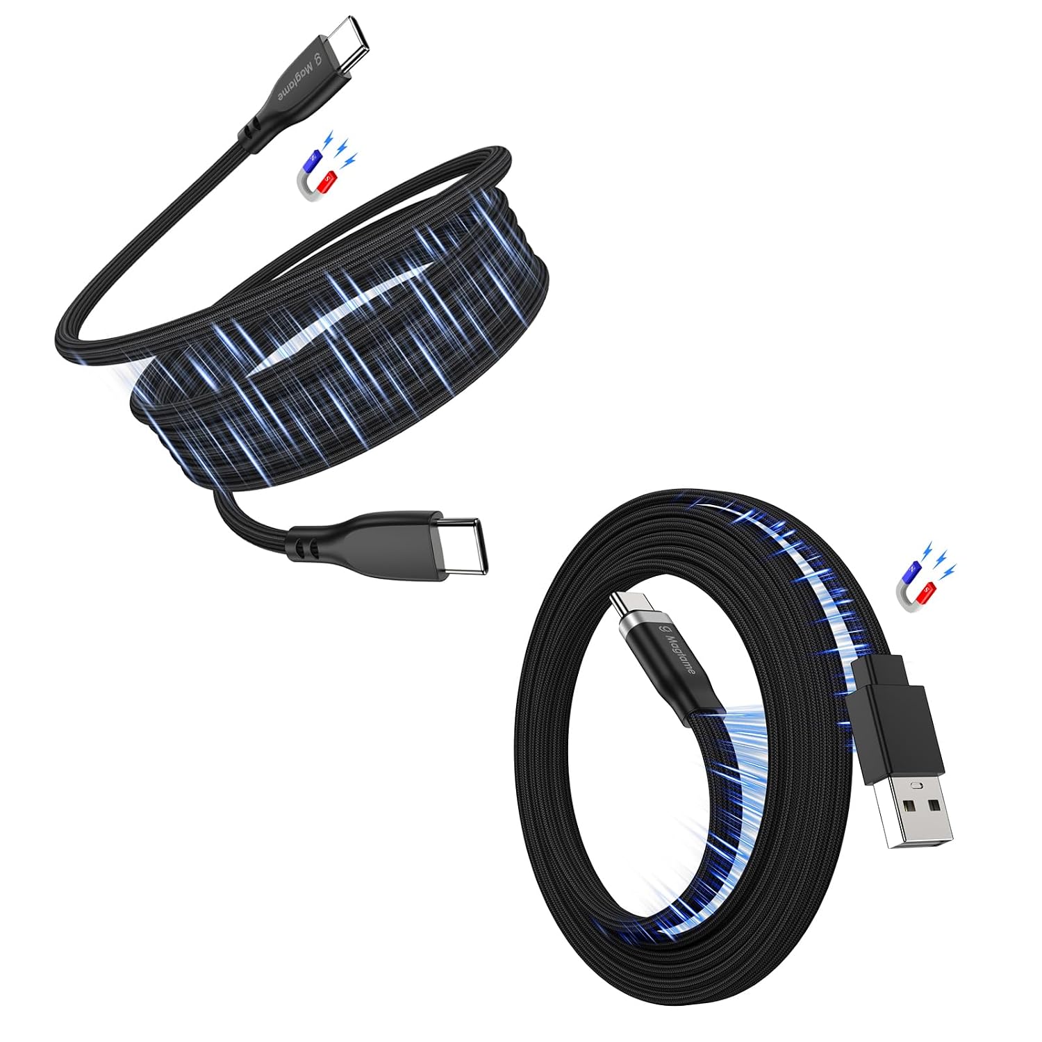 Magnetic Coiled USB C to USB C Charging Cable with USB A to C Cable 3.3FT, Fast Charge Coiled Cord, Tangle-Free Magnetic Charger for Car, Desk & Travel, Compatible with iPhone 17/16/15