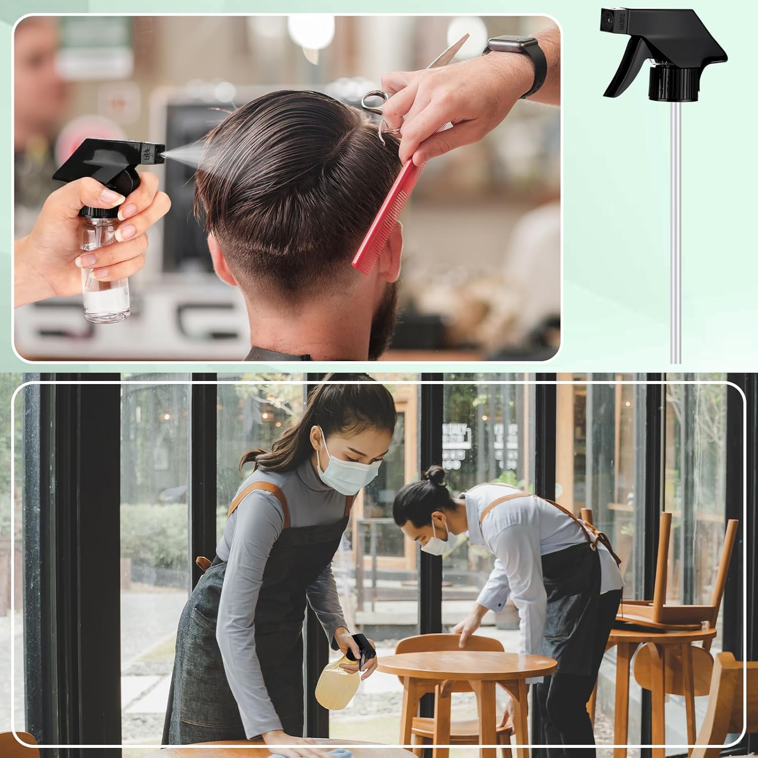 100 Pack Spray Bottle Nozzle Replacement 28-400 Sprayer Reusable Spray Bottle Tops Replacement with 10 Inch Tube Only for 16 or 32 Oz Home Office Car Window Cleaning (Black)