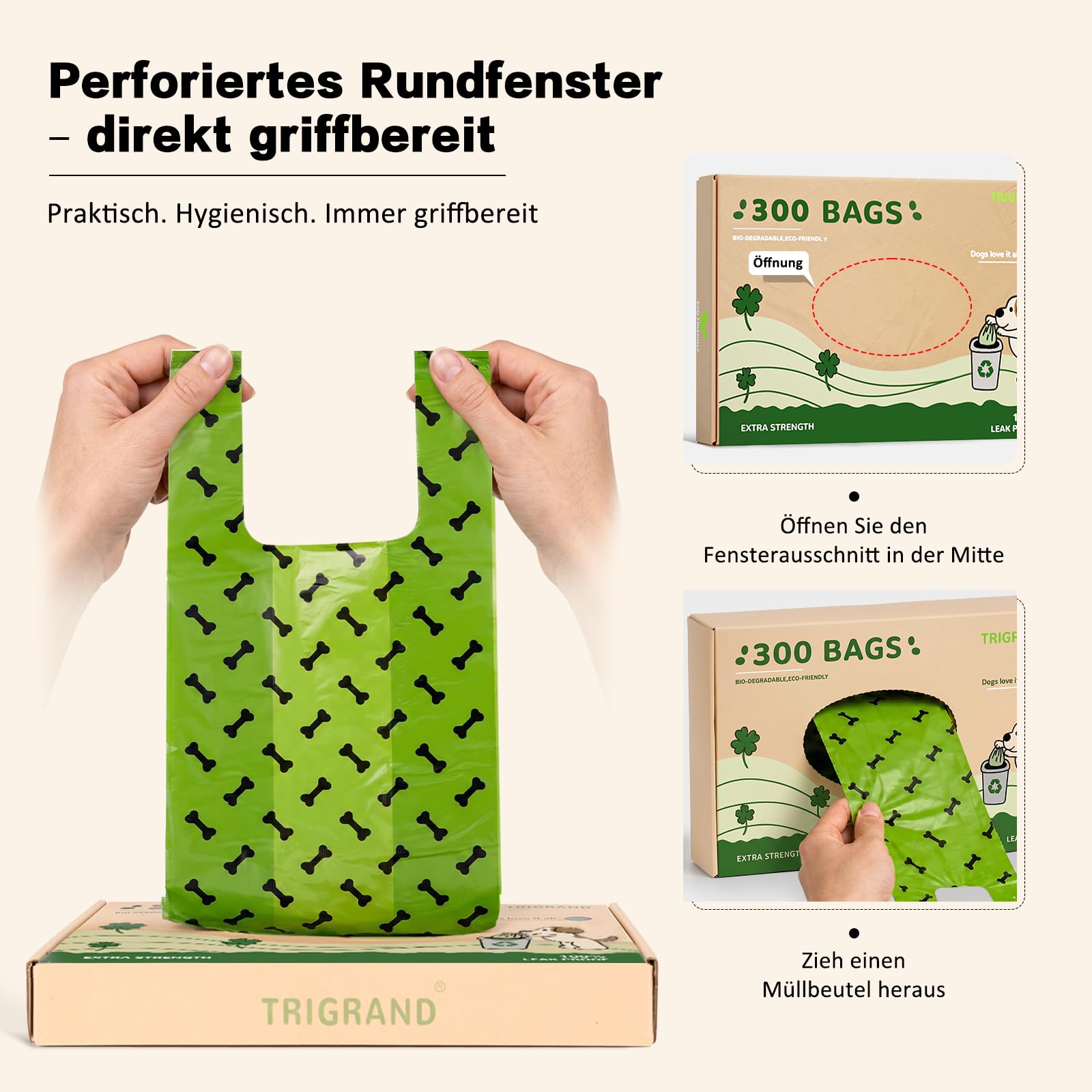 Kotbeutel für HundeMit Henkel,Hundekotbeutel Biologisch Abbaubar,300 Stück