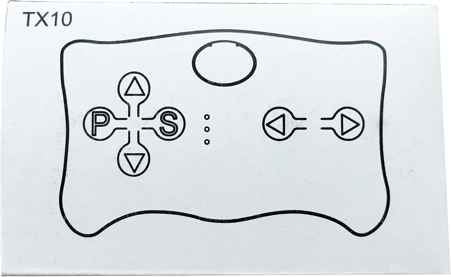 Diagram showing the functions of each button on the TX10 remote control