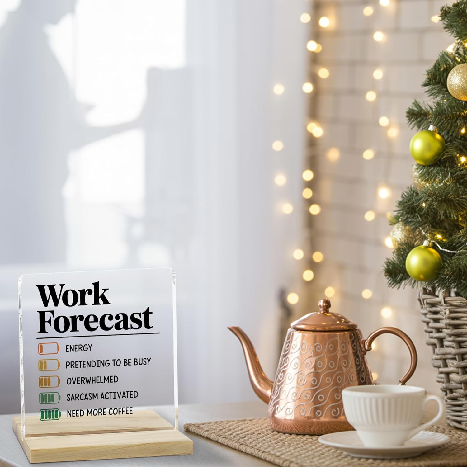 Work Forecast Desk Decor Sign, Funny Office Acrylic Plaque Gifts for Coworker - Image 7