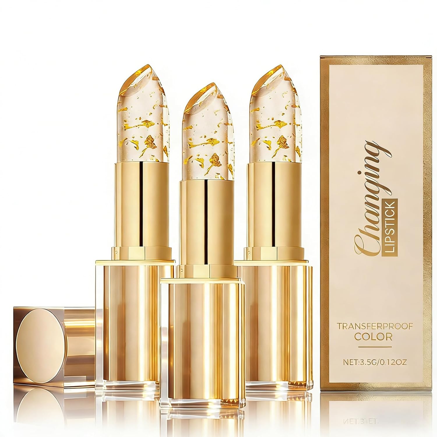 pH Color Changing Lipstick - Transfer Proof & Long Lasting Clear Lip Gloss, Moisturizing Formula with Natural Oils for a Hydrated, Healthy-Looking Finish, Non-Sticky & Comfortable Wear (3 Pack)