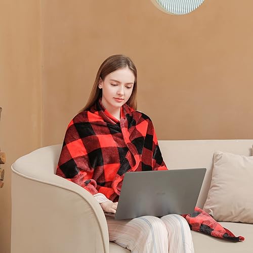Miniatura 4 de Buffalo - Manta de forro polar de franela a cuadros, tamaño Queen, para siesta, mullida, de terciopelo ligero, manta cálida para viajes al aire