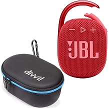 JBL Clip 4 Portable Bluetooth Speaker Red + Bundle with divvi! Protective Hardshell Case Black