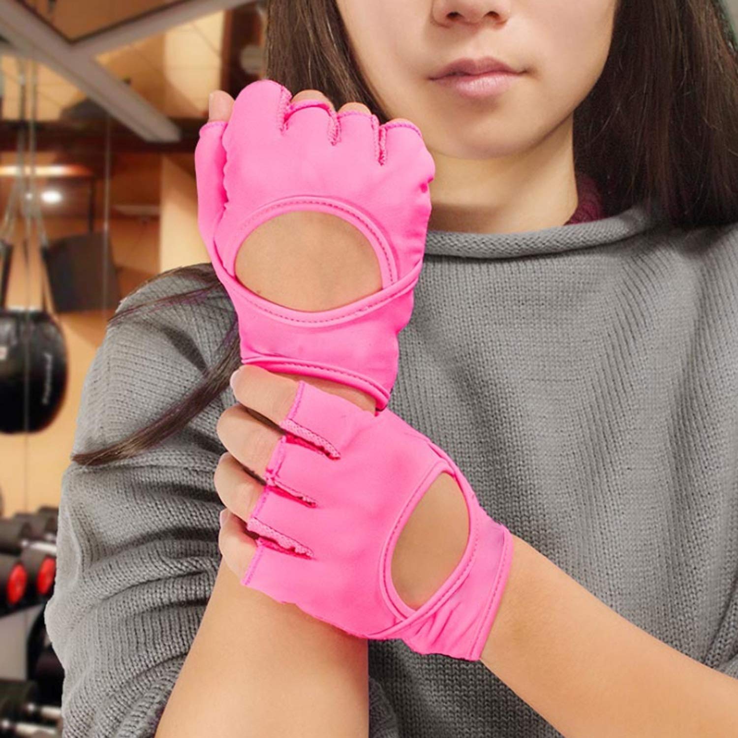 Guanti Sollevamento Pesi Mext-X Mezzo Dito - Palmo Imbottito E Supporto Polso | Palestra Uomo Donna