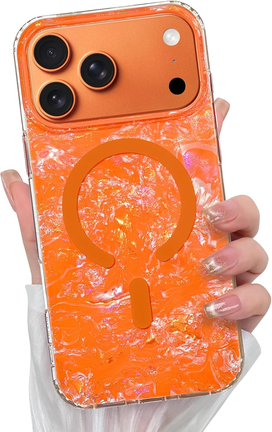 Bonoma Magnetic Case for iPhone 17 Pro Max [Compatible with Magsafe], Cute Fashion Fluorescent Glitter Design, Camera Protection Sparkly Bling Phone Cover for Women Girls 6.9 ich,Rainbow