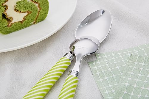 Miniatura 6 de ANNOVA Juego de cubiertos coloridos de acero inoxidable para cocina, incluye cuchillos, tenedores, cucharas, tenedores de ensalada y cucharas de