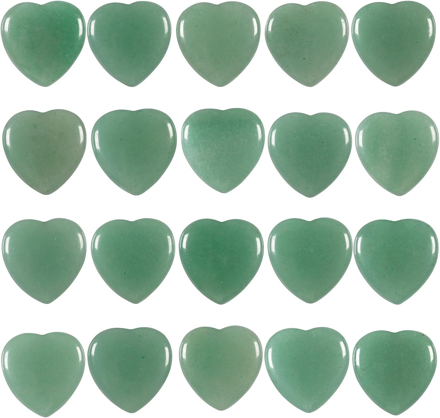 TUMBEELLUWA 10 Pcs Heart Shaped Crystal Beads for Jewelry Making, Green Aventurine Cabochon Stone Large Flat Back Beads for Crafting