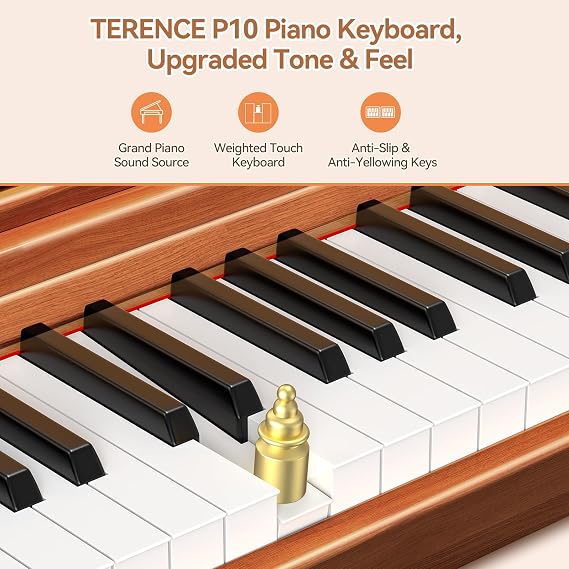 TERENCE P10 88 Key Weighted Keyboard for Beginners,Full-Size Electric Piano Weighted Keyboard with Stand,2 * 10W Speakers,Triple Pedal,Music Stand,Power Adapter
