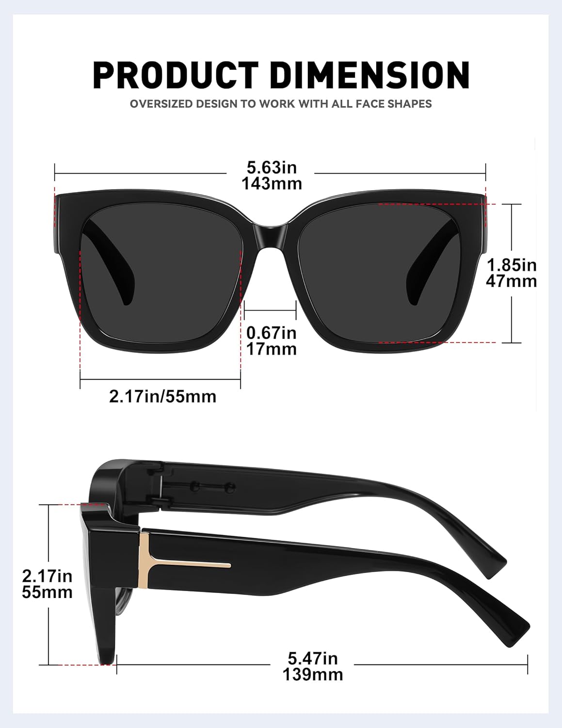 MEETSUN Oversized Fit Over Glasses Sunglasses for Women Men Large Trendy Polarized Sunglasses for Driving UV Protection - Image 3