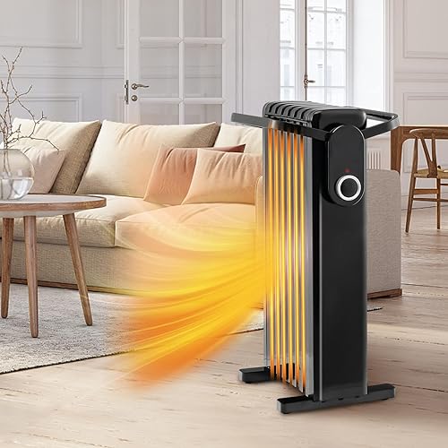 Miniatura 2 de Tangkula Calentador de radiador lleno de aceite de 1500 W, calentador eléctrico portátil con 3 ajustes de calor, protección contra