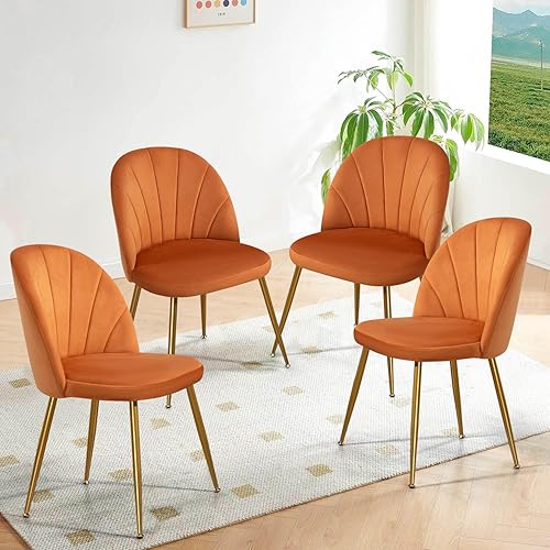 Miniatura 10 de Juego de 4 sillas de comedor, sillas de terciopelo modernas de mediados de siglo, sillas decorativas para sala de estar, dormitorio, sillas de club,