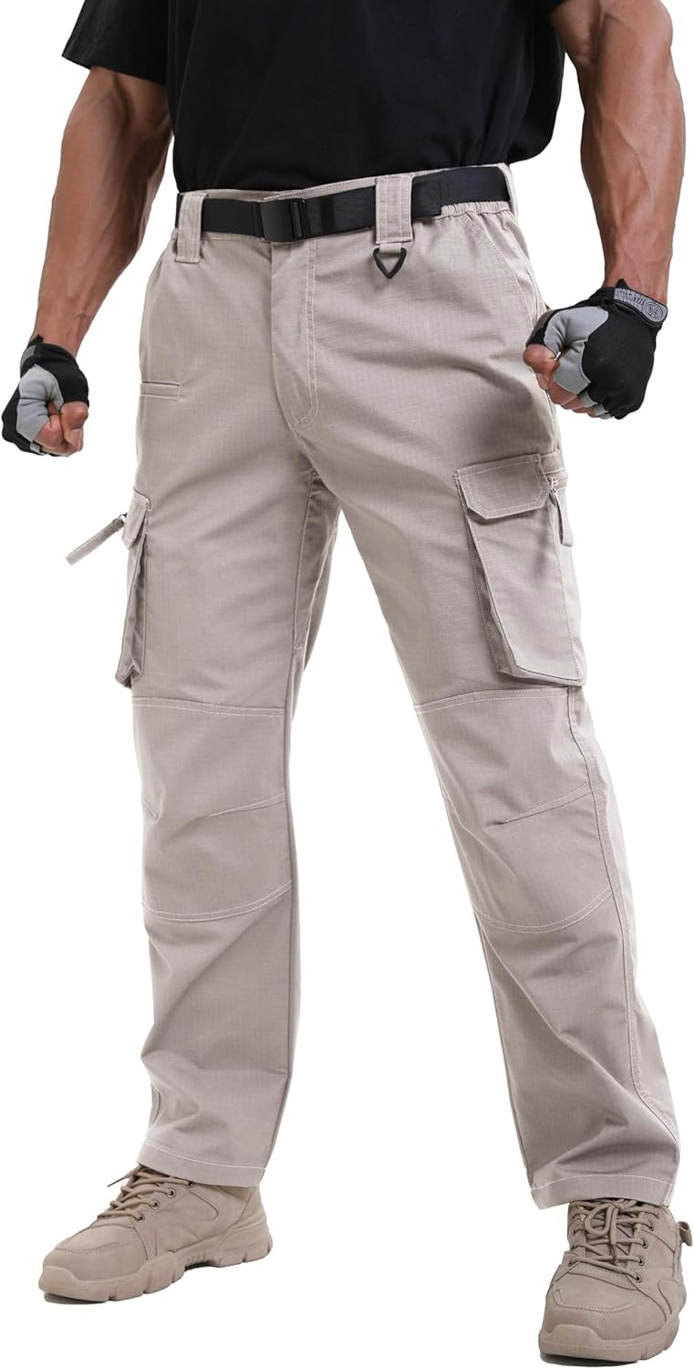 NATUVENIX Ripstop Men's Tactical Pants,Stretch Cargo Work Pants for Men Water Resistant Hiking Military Pants Relaxed Fit