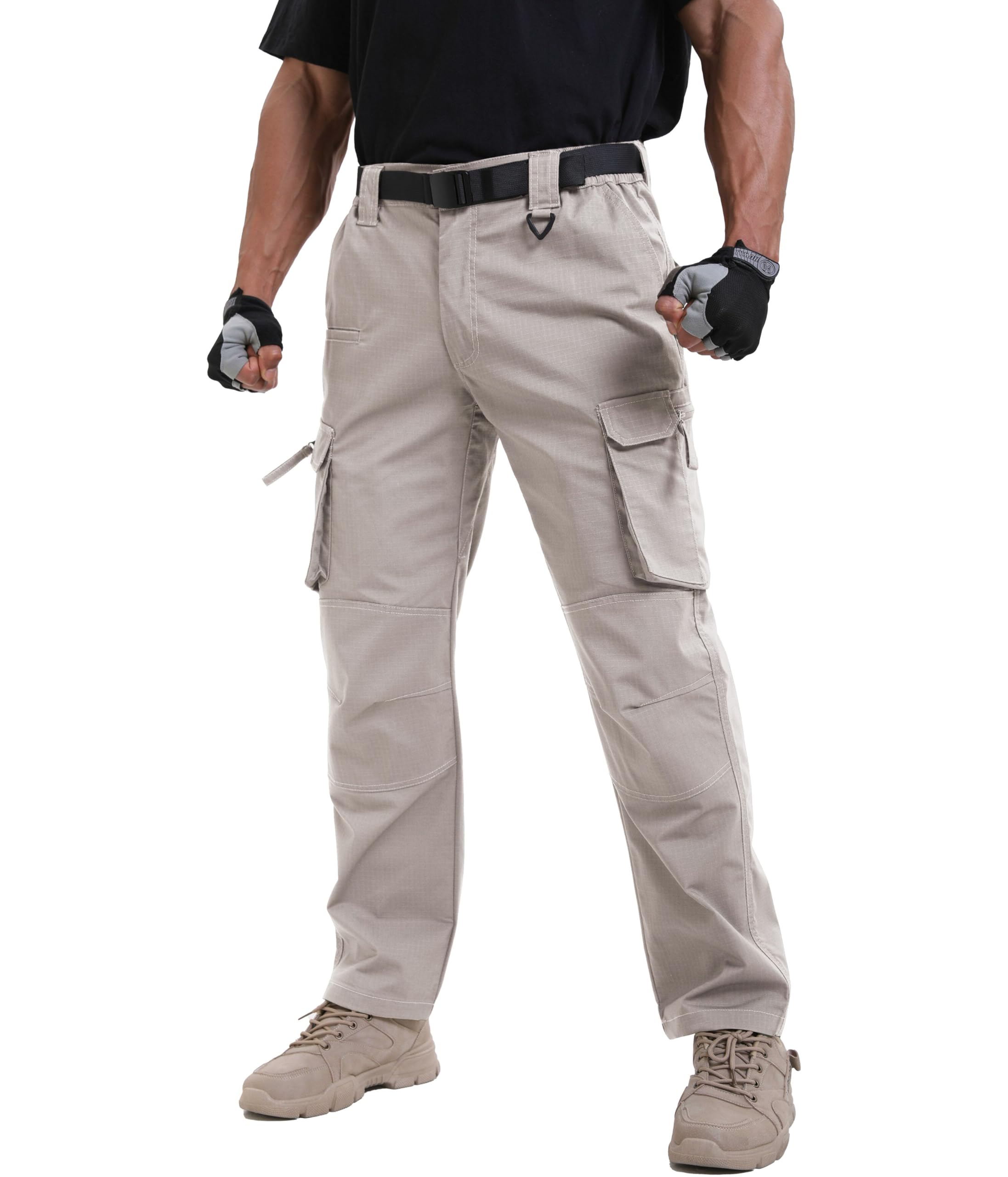 NATUVENIX Ripstop Mens Tactical Pants Stretch Cargo Work Pants for Men Water Resistant Hiking Military Pants Relaxed Fit