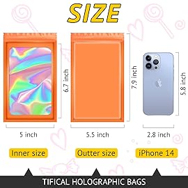 TIFICAL 100 PCS Holographic Bags for Lashes, Press On Nails, Candy, Small Baggies Sample Bag Smell Proof Packaging Bag for Jewelry, Resealable Bags for Small Business, Food Storage Bags