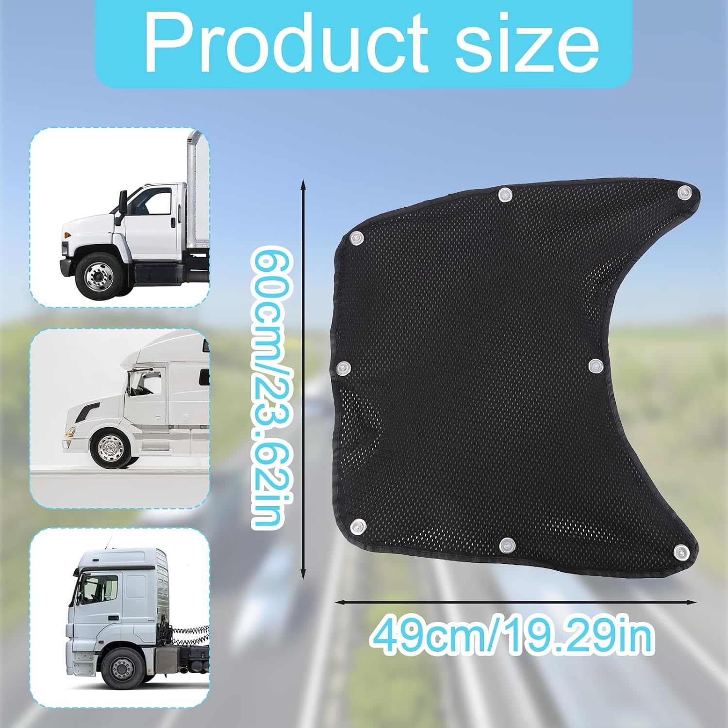 2pcs Semi Truck Window Shades, 23.62x19.29in Side Window Sunshades Easy-Installing Vehicle Side Accessories for Car Truck(Black)
