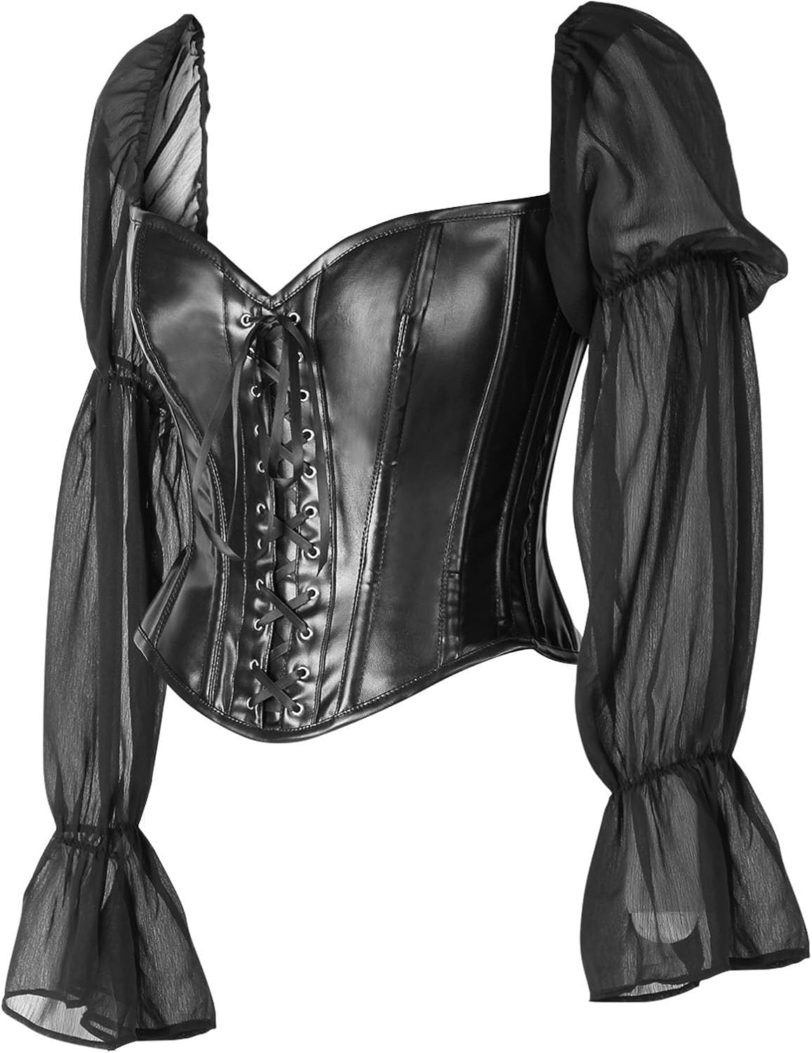 Daisy corsets Women's Daisy Corsets Top Drawer Faux Leather Steel Boned Corset W/Sleeves
