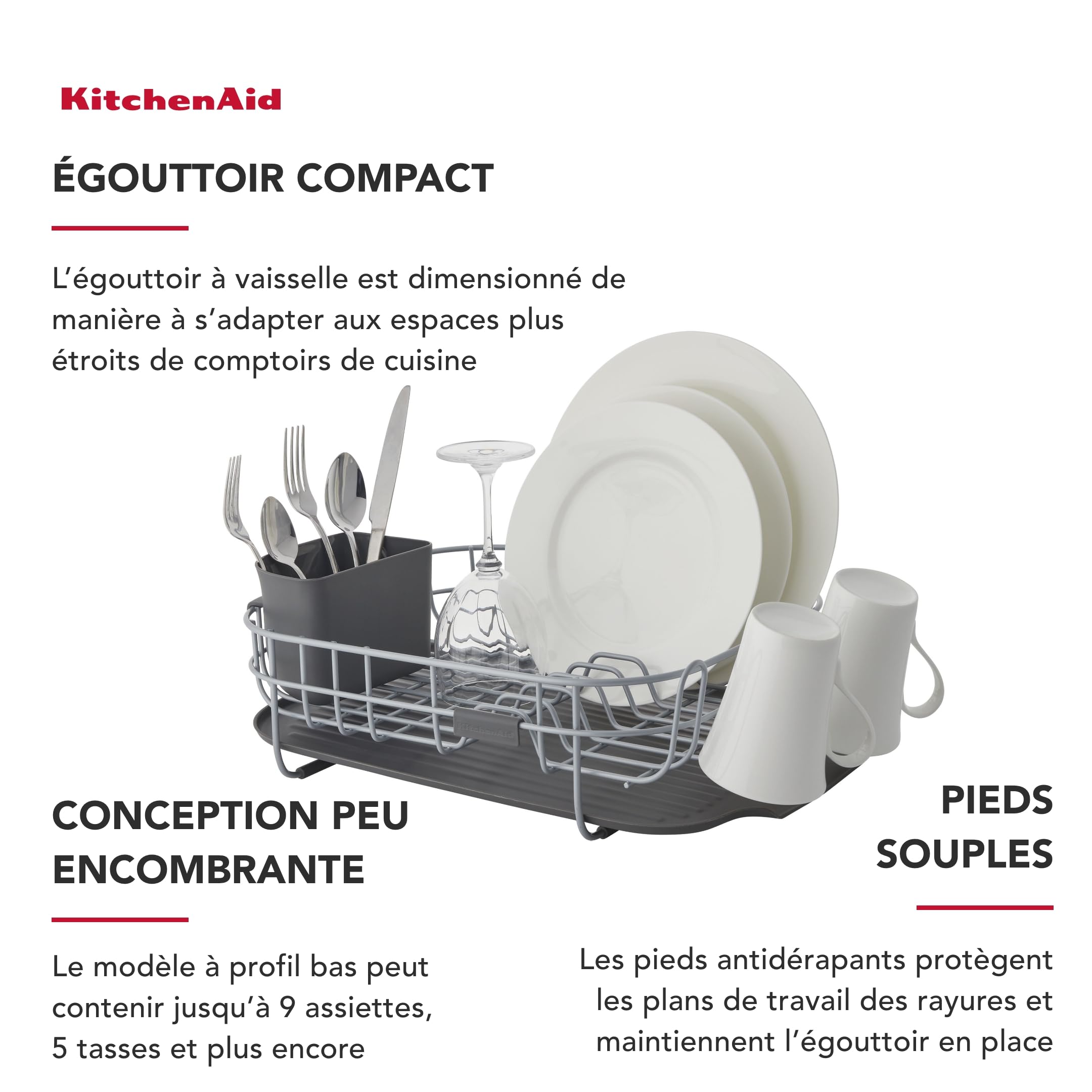 KitchenAid Support de séchage de vaisselle à profil bas