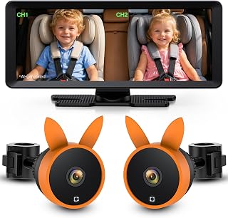 Babyvue BV3 MAX Dual Baby Car Camera Monitor, 7.2" Split Screen for 2 Kids