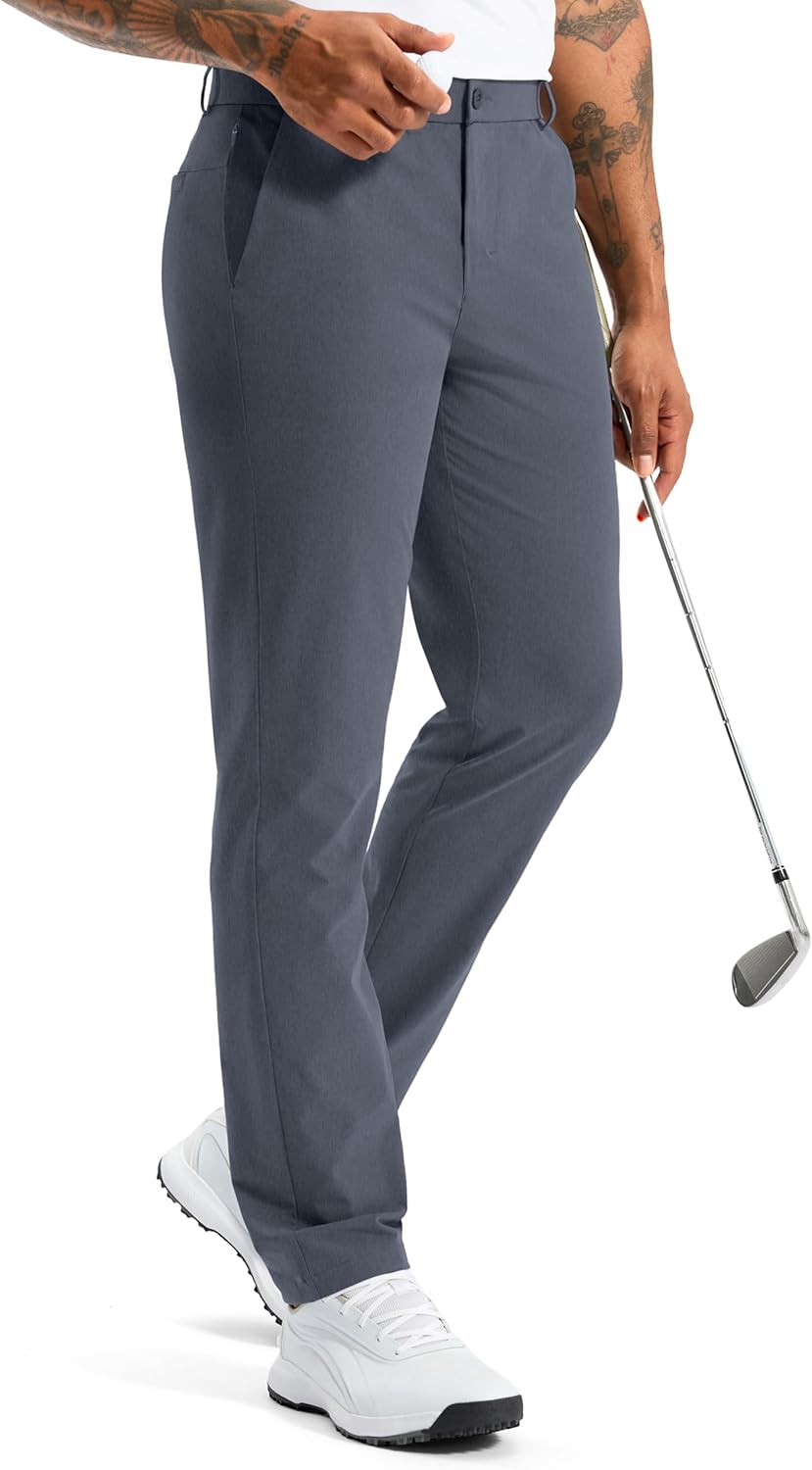 Soothfeel Mens Golf Pants Classic Fit Stretch Work Dress Pants 30"/32"/34" Quick Dry Lightweight Casual Trousers with Pockets