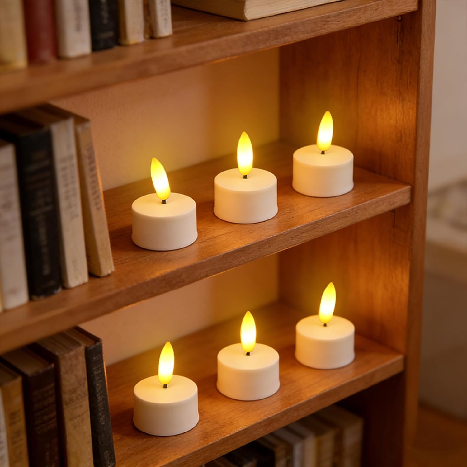 Rechargeable Tea Lights with Remote Timer & Dimmer, USB Flickering Battery Operated Flameless Candles for Aniversary, Wedding Centerpiece Table Decor, Christmas (6PCS-Charging base not included)