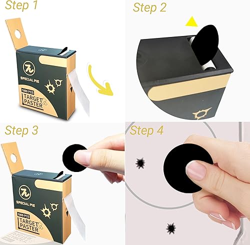 Vista 5 de Shooting Target Pasters, 0.8-inch Round Target Stickers with Sticker Dispenser, Ideal for USPSA, IPSC, IDPA, 1000 Per Box 2 Pack negro,2 Pack