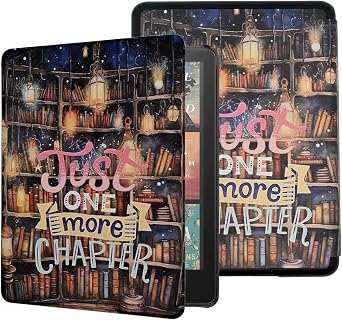 Case for Kindle Paperwhite 12th Gen 2024. Kindle Colorsoft Signature Edition, Lightweight PU Leather Rotating Stand Protective Soft Cover, Just One More Chapter