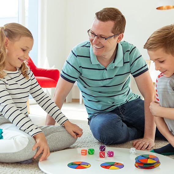 Chivao 10 Sets Colorful Game Spinner Wheel Blank Erasable Math Game Spinner Board with Plastic Rotating Arrows for Prizes