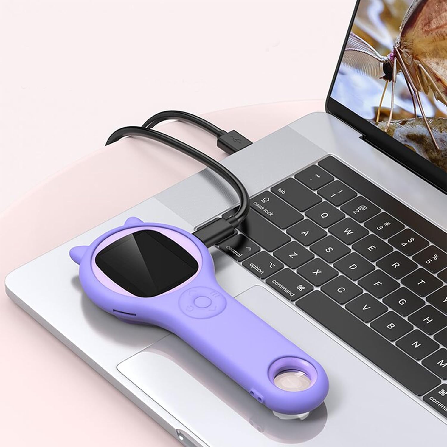 100x‑500x Pocket Microscope for Kids with LCD Screen, 8 LED Lights, USB Connect to PC, HD Photo & Video, 2MP Camera, 500x Magnification (Purple)