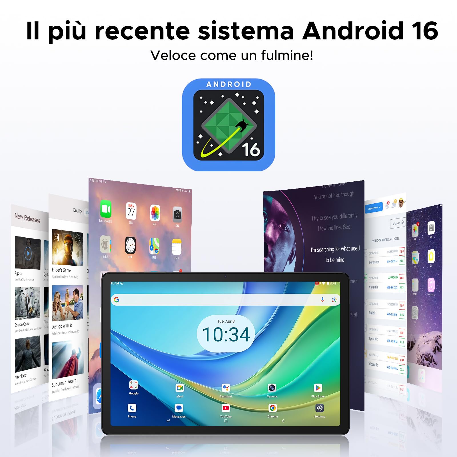 DOOGEE Tab G6+ Tablet con Tastiera Android 16,Tablet 11 Pollici,32GB RAM+256GB/2TB TF,4G LTE+5G WiFi,1920 * 1200 FHD+IPS,8000mAh /18W,13MP+5MP,Unisoc T7280 Octa Core/Widevine L1/OTG/Face ID/GPS,Nero