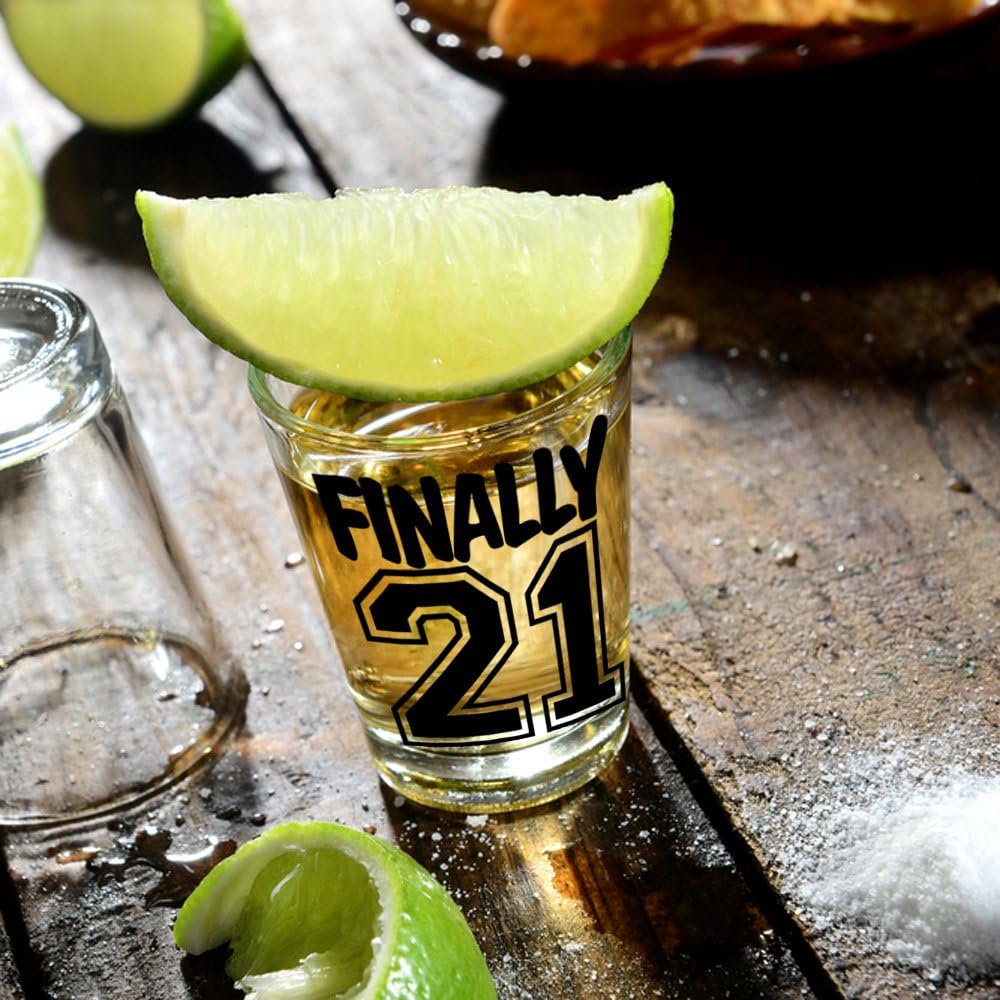 Make Em Laugh Finally 21 Birthday Shot Glass - Birthday Gift - Celebrate Turning Twenty-One - 21st Birthday Gifts for Him or Gifts for Her - Shot Glass for 21st bday - Image 7