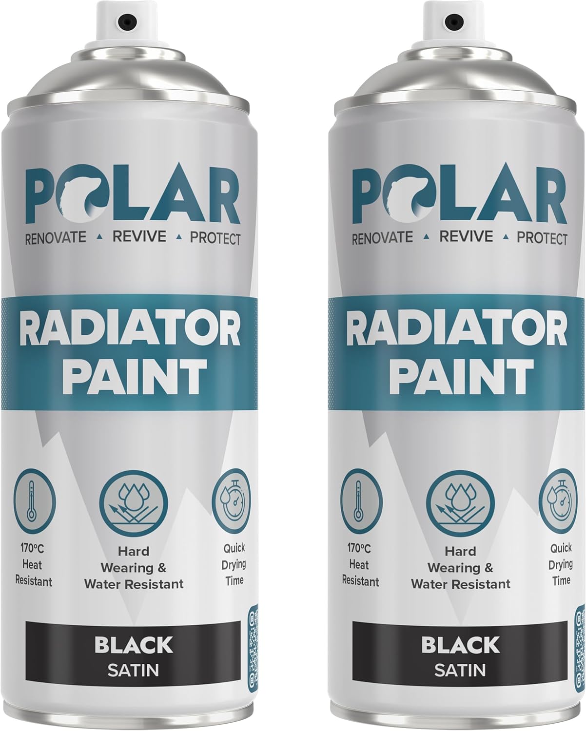 Polar Satin Black Radiator Spray Paint - 2 x 400ml | Heat Resistant up ...