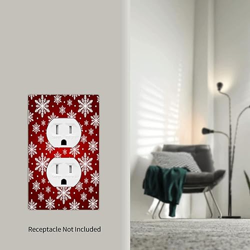 Miniatura 6 de Cubierta de interruptor de luz dúplex de 1 banda, cubierta decorativa de Navidad con copos de nieve rojos, placa frontal decorativa para cocina,