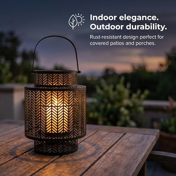 Decozen Hanging Candle Lantern - Decorative Small Black Metal Candle Holder for Home Decor Patio Dining Living Room Bedroom Office Farmhouse Pathway Entryway Events Wedding Decorations