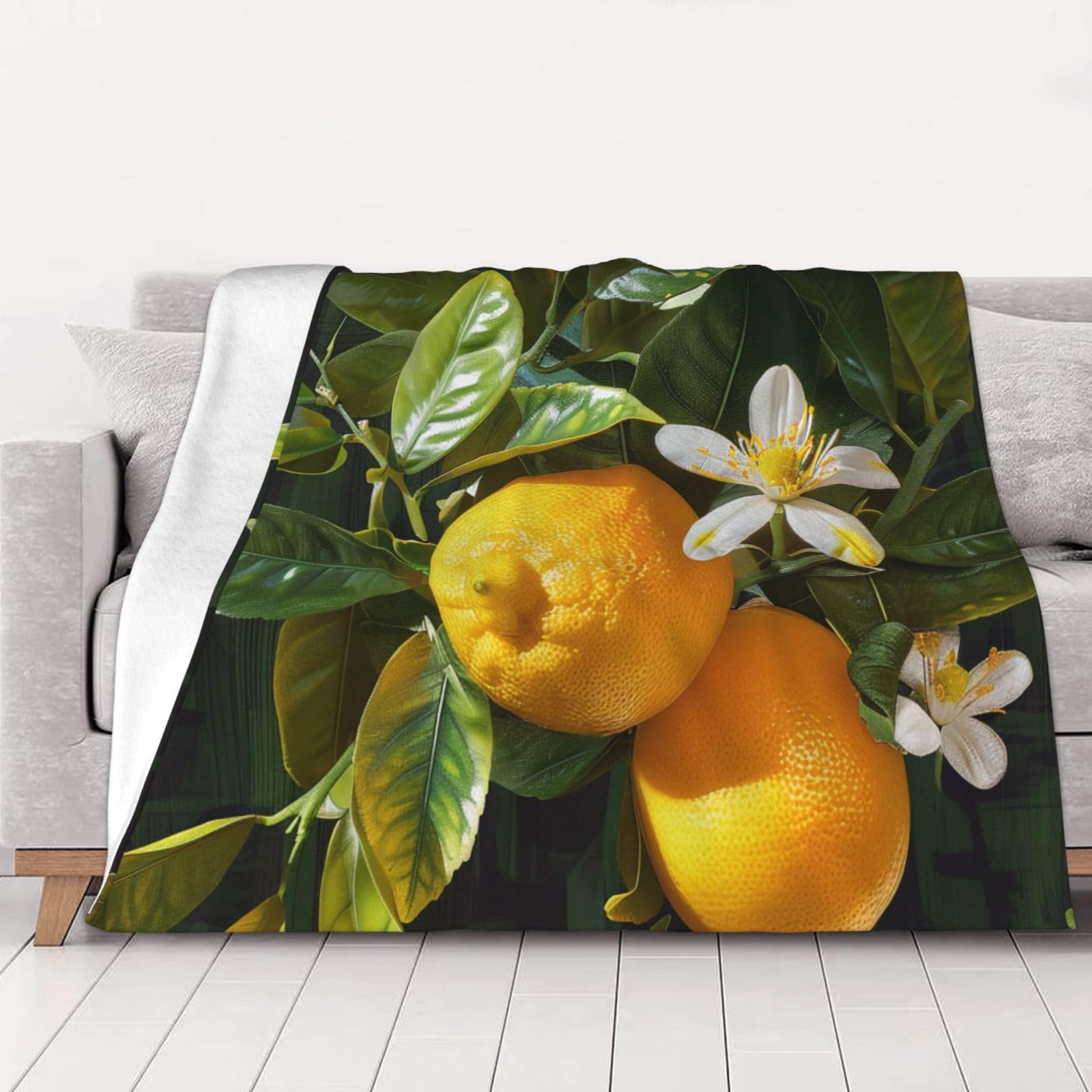 Couverture chaude en flanelle à motif citron pour vos soirées canapé