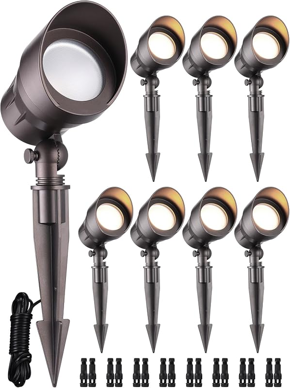 8-Pack 5W 12-24V Low Voltage LED Spotlight 3000K Oil Rubbed Bronze | Landscape Pathway Lights Outdoor, CRI90, Aluminum Spot Lights for Garden, ETL Listed, IP65 Waterproof, Warm White