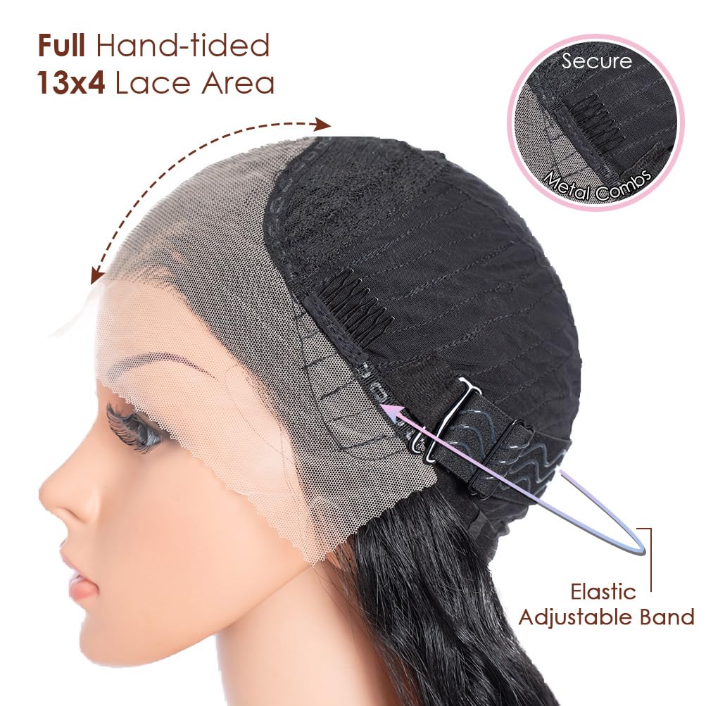 Style Icon 41" Super Long Wavy Wig 13x4 Free Part Bohemian Lace Front Black Color Wig- Heat Friendly Synthetic Hair Wigs with Pre Plucked Hairline