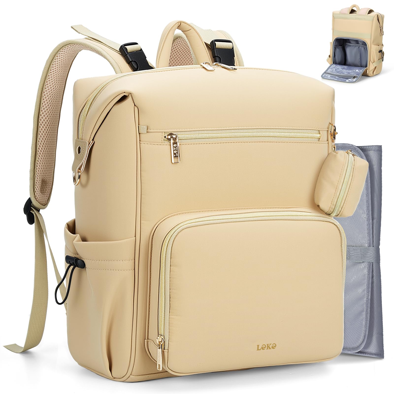 Lekesky Zaino fasciatoio grande, b-beige, Classico