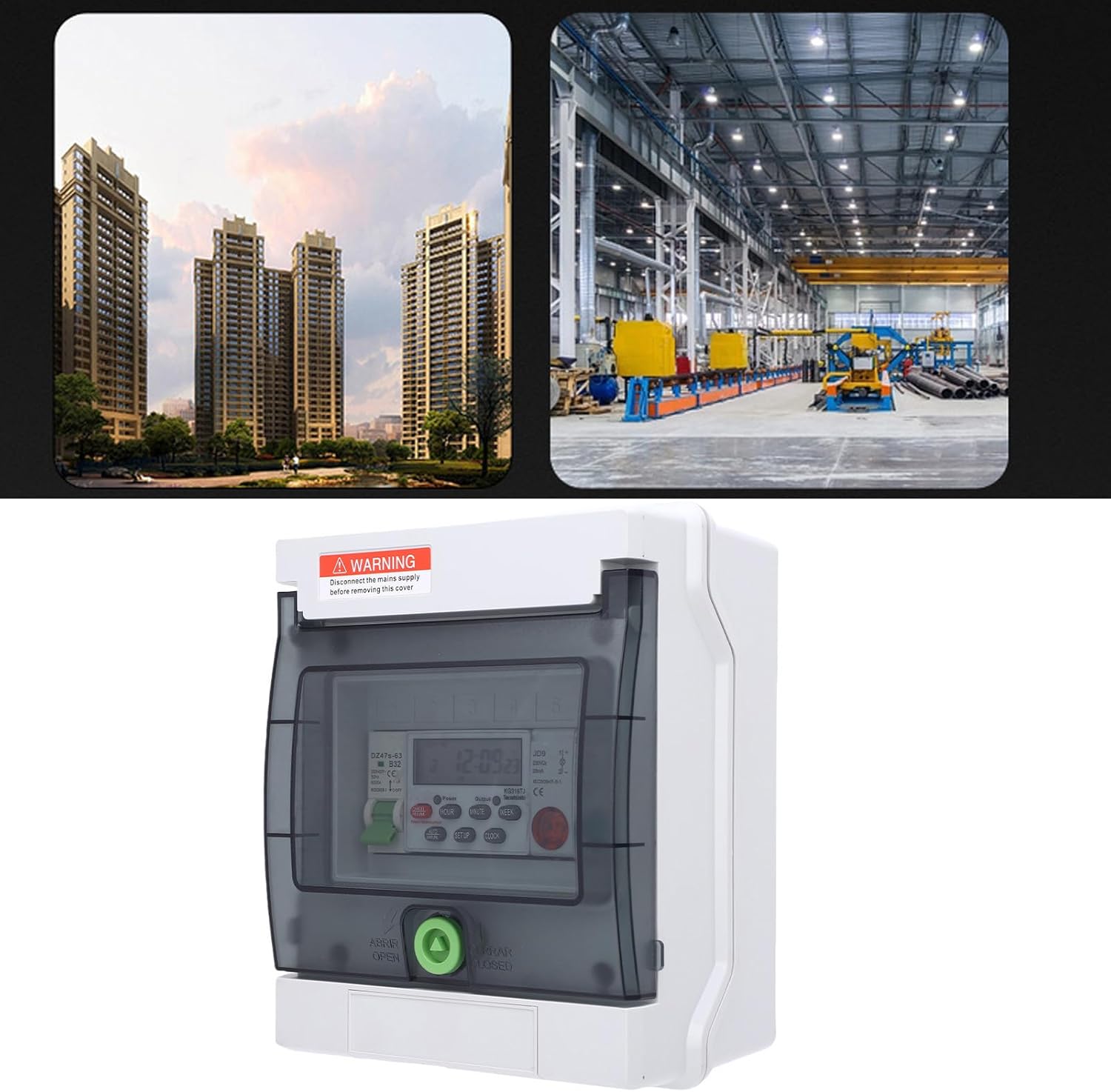 Outdoor Distribution Box, 32A IP65 Programmable Digital Timer Box with Automatic Control, Electrical Enclosure for Street Lights, Neon Signs, Billboards, Outdoor